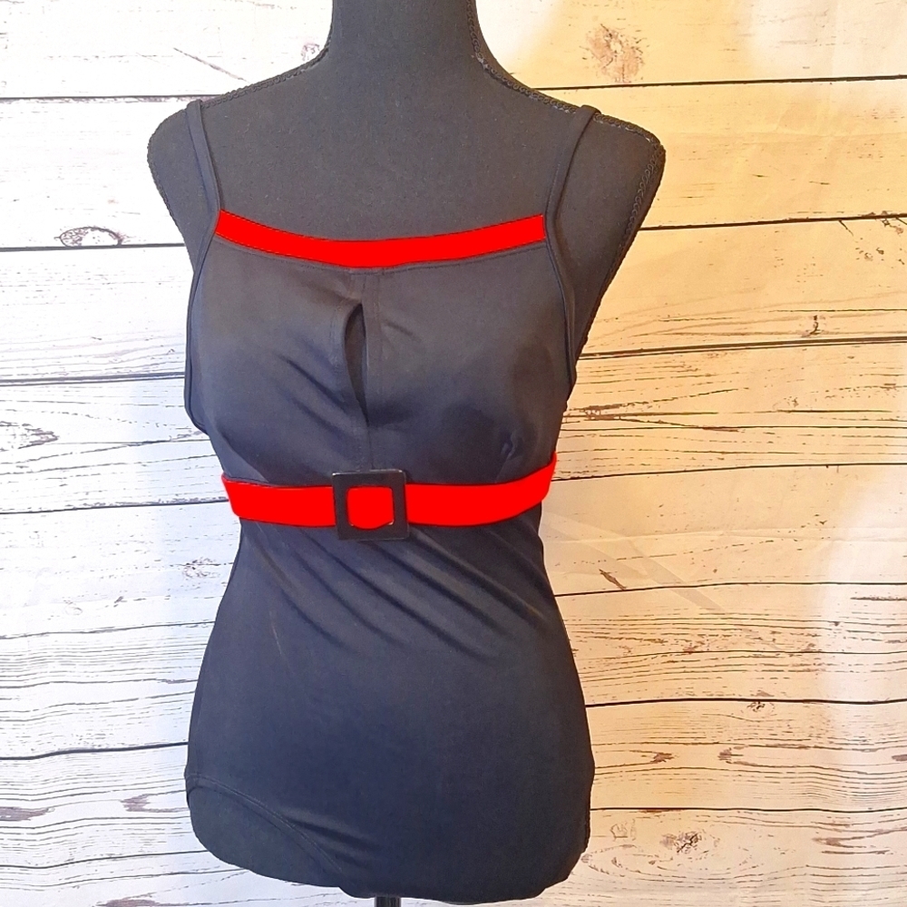 #808 IF Black& Red swimming suit sz 10